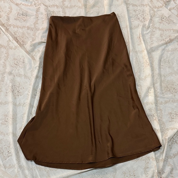 SHEIN Chocolate Silky A-Line Skirt - Picture 5 of 5